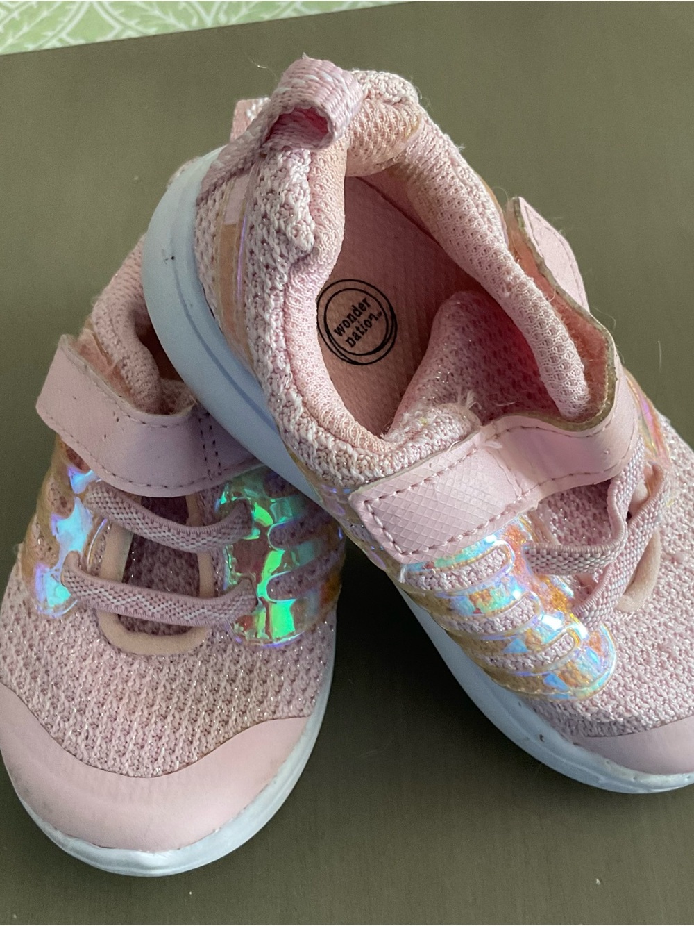 wonder nation Pink Mesh Sneakers with Iridescent Accents